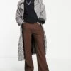 Reclaimed Vintage Inspired 90's Flare Trouser In Chocolate Brown For Men -Fit Outfits Store 201240692 1 brown