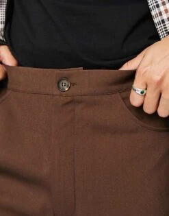 Reclaimed Vintage Inspired 90's Flare Trouser In Chocolate Brown For Men -Fit Outfits Store 201240692 3