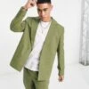 Reclaimed Vintage Slim Fit Relaxed Summer Blazer In Khaki Co-ord For Men
