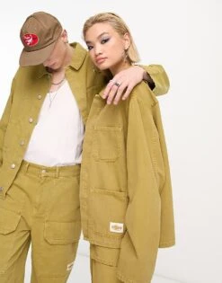 Reclaimed Vintage Unisex Carpenter Jacket Co-ord In Khaki For Unisex
