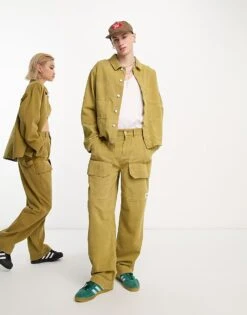 Reclaimed Vintage Unisex Carpenter Jacket Co-ord In Khaki For Unisex -Fit Outfits Store 204276718 4