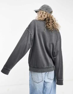 Reclaimed Vintage Unisex Oversized Sweat In Washed Charcoal For Unisex -Fit Outfits Store 205010183 3