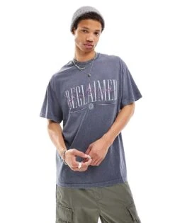 Reclaimed Vintage Oversized Logo T-shirt In Washed Charcoal For Men -Fit Outfits Store 205265975 1 charcoal 1