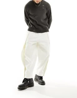 Reclaimed Vintage Wrap Balloon Trouser In Ecru For Men