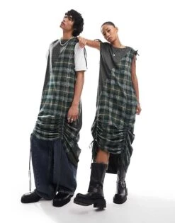 Reclaimed Vintage Genderless Dress With Ruching Detail In Check For Unisex Multi -Fit Outfits Store 205486543 1 multi 1