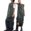 Reclaimed Vintage Genderless Dress With Ruching Detail In Check For Unisex Multi