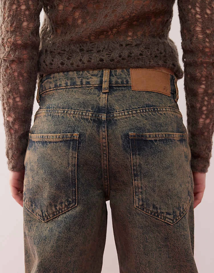 Reclaimed Vintage Unisex Barrel Leg Jean In Brown Wash For Unisex 6 Reclaimed Vintage Unisex Barrel Leg Jean In Brown Wash For Unisex - Image 4