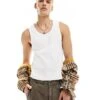 Reclaimed Vintage Ribbed Vest With Seaming Detail In White For Men -Fit Outfits Store 205547532 1 white