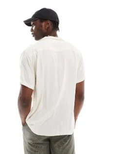 Reclaimed Vintage Viscose Revere Shirt In Ecru For Men -Fit Outfits Store 205622821 4