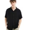 Reclaimed Vintage Viscose Revere Shirt In Black For Men