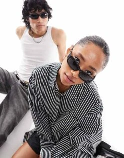 Reclaimed Vintage Unisex Square Wrap Sunglasses In Black For Unisex -Fit Outfits Store 205687512 4