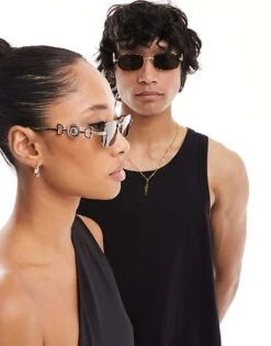 Reclaimed Vintage Unisex 90s Rectangle Wire Sunglasses In Tort For Unisex -Fit Outfits Store 205709398 1 tort 1