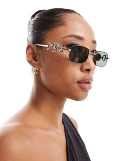 Reclaimed Vintage Unisex 90s Rectangle Wire Sunglasses In Tort For Unisex -Fit Outfits Store 205709398 3