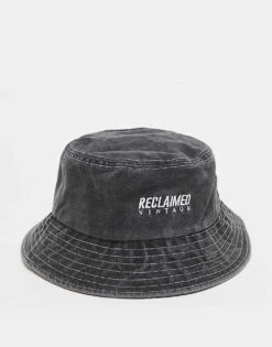 Reclaimed Vintage Unisex Logo Bucket Hat In Black For Unisex -Fit Outfits Store 205854951 1 black 1