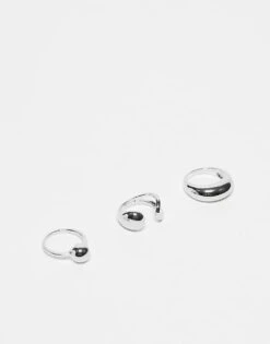 Reclaimed Vintage Unisex 3 Pack Wrap Around Rings In Silver For Unisex -Fit Outfits Store 205930036 1 silver 1