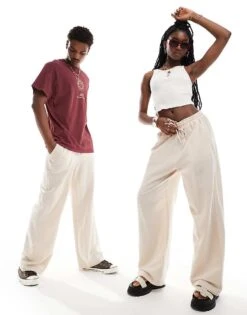 Reclaimed Vintage Unisex Linen Pull On Trouser In Ecru For Unisex -Fit Outfits Store 205942912 1 ecru 1