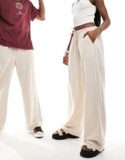 Reclaimed Vintage Unisex Linen Pull On Trouser In Ecru For Unisex -Fit Outfits Store 205942912 4