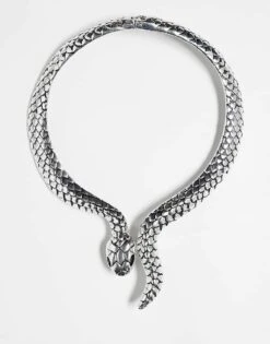 Reclaimed Vintage Unisex Oversized Snake Necklace In Silver For Unisex