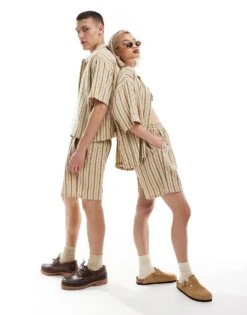 Reclaimed Vintage Unisex Textured Stripe Co-ord -Fit Outfits Store 205964453 1 brownstripe