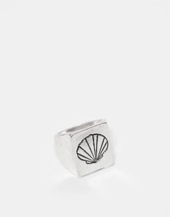 Reclaimed Vintage Unisex Doodly Shell Ring In Silver For Unisex -Fit Outfits Store 205971784 1 silver 1