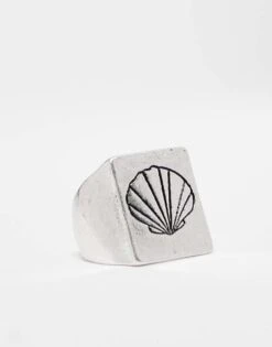 Reclaimed Vintage Unisex Doodly Shell Ring In Silver For Unisex -Fit Outfits Store 205971784 3