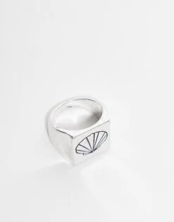 Reclaimed Vintage Unisex Doodly Shell Ring In Silver For Unisex -Fit Outfits Store 205971784 4