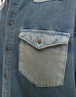 Reclaimed Vintage Two Tone Western Denim Shirt For Men Blue -Fit Outfits Store 205979433 4