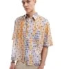 Reclaimed Vintage Cropped Boxy Shirt In Faded Floral Print For Men Multi