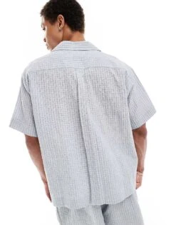 Reclaimed Vintage Unisex Cropped Boxy Shirt In Blue Check Co-ord For Unisex -Fit Outfits Store 205990801 4