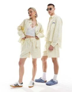 Reclaimed Vintage Unisex Short In Stripe Yellow Co-ord For Unisex Yellow Stripe -Fit Outfits Store 205991052 1 yellowstripe 1