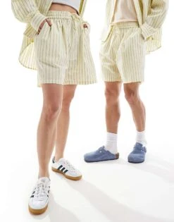 Reclaimed Vintage Unisex Short In Stripe Yellow Co-ord For Unisex Yellow Stripe -Fit Outfits Store 205991052 4