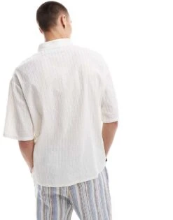 Reclaimed Vintage Short Sleeve Resort Shirt With Ties For Men White -Fit Outfits Store 205994845 4