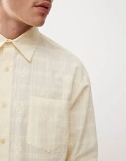 Reclaimed Vintage Sheer Embroidered Shirt In Yelllow For Men Yellow -Fit Outfits Store 205994854 3