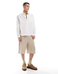 Reclaimed Vintage Sheer Embroidered Shirt In White For Men