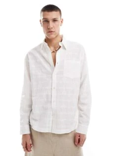 Reclaimed Vintage Sheer Embroidered Shirt In White For Men -Fit Outfits Store 205994899 4