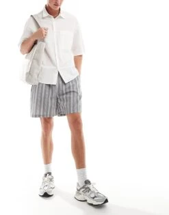 Reclaimed Vintage Striped Relaxed Short In Blue Stripe For Men -Fit Outfits Store 206049655 1 bluestripe 1