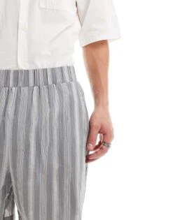 Reclaimed Vintage Striped Relaxed Short In Blue Stripe For Men -Fit Outfits Store 206049655 5