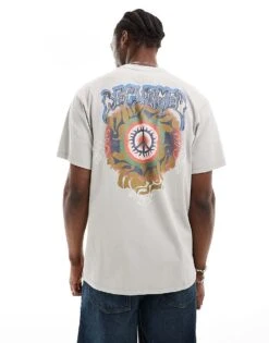 Reclaimed Vintage Oversized T-shirt With Skate Back Graphic In Stone For Men -Fit Outfits Store 206119064 1 stone 1