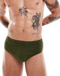 Reclaimed Vintage Swim Trunk In Khaki Rib For Unisex -Fit Outfits Store 206202664 4