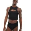 Reclaimed Vintage Swim Top In Black Rib For Unisex
