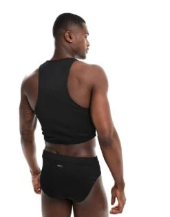 Reclaimed Vintage Swim Top In Black Rib For Unisex -Fit Outfits Store 206203471 3