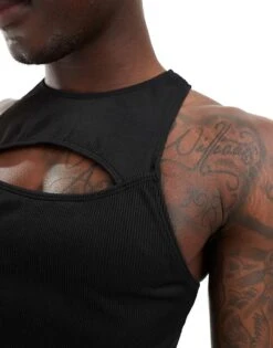 Reclaimed Vintage Swim Top In Black Rib For Unisex -Fit Outfits Store 206203471 4