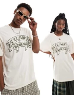 Reclaimed Vintage Festival Unisex T-shirt With Embroidery Rodeo Logo In Ecru For Unisex