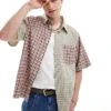 Reclaimed Vintage Oversized Boxy Shirt In Spliced Check For Men Brown Check -Fit Outfits Store 206272786 1 browncheck