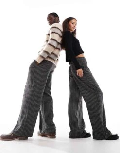 Reclaimed Vintage Genderless Stripe Trouser For Unisex Black -Fit Outfits Store 206330854 1 black 1