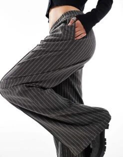 Reclaimed Vintage Genderless Stripe Trouser For Unisex Black -Fit Outfits Store 206330854 3
