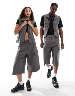 Reclaimed Vintage Unisex Genderless Waistcoat In Grey For Unisex -Fit Outfits Store 206330873 3
