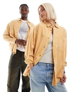 Reclaimed Vintage Unisex Washed Denim Shirt In Mustard For Unisex -Fit Outfits Store 206335418 1 mustard 1