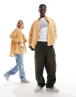 Reclaimed Vintage Unisex Washed Denim Shirt In Mustard For Unisex -Fit Outfits Store 206335418 2