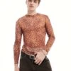 Reclaimed Vintage Long Sleeve Mesh Top In Leopard Print For Men Multi -Fit Outfits Store 206397647 1 multi